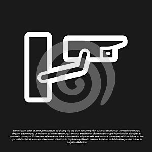Black Security camera icon isolated on black background. Vector