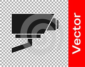 Black Security camera icon isolated on transparent background. Vector