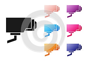 Black Security camera icon isolated on white background. Set icons colorful. Vector