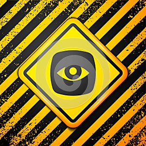 Black Security camera icon isolated on yellow background. Warning sign. Vector