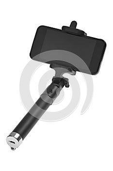 Black selfie stick isolated on white