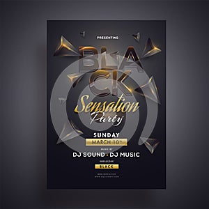 Black Sensation party flyer or template design.