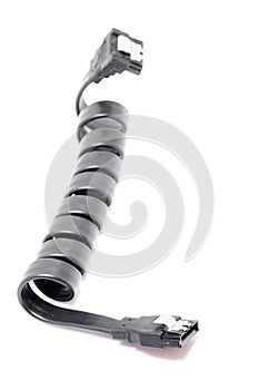 Black Serial-ATA cable on white.