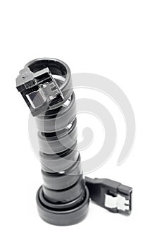 Black Serial-ATA cable on white.