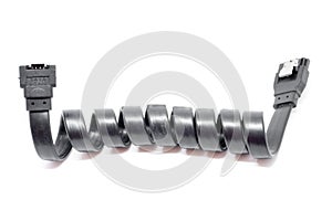 Black Serial-ATA cable on white.