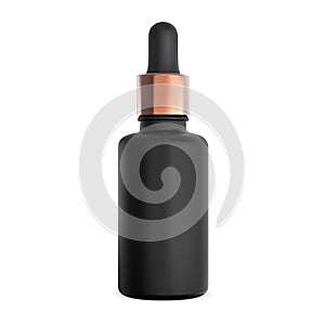 Black serum dropper bottle. Essential oil eye drop container