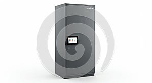 Black server cabinet labeled 