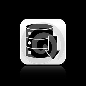 Black Server, Data, Web Hosting icon isolated on black background. Silver square button. Vector Illustration