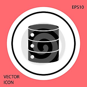 Black Server, Data, Web Hosting icon isolated on red background. White circle button. Vector Illustration