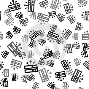 Black Server, Data, Web Hosting icon isolated seamless pattern on white background. Vector