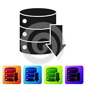 Black Server, Data, Web Hosting icon isolated on white background. Set icons in color square buttons. Vector