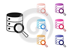 Black Server, Data, Web Hosting icon isolated on white background. Set icons colorful. Vector