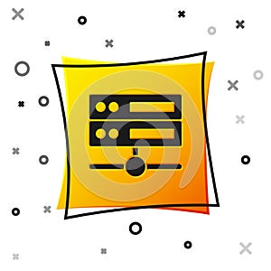 Black Server, Data, Web Hosting icon isolated on white background. Yellow square button. Vector