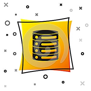 Black Server, Data, Web Hosting icon isolated on white background. Yellow square button. Vector