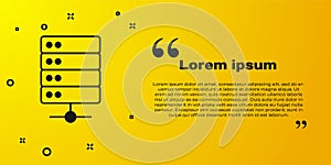 Black Server, Data, Web Hosting icon isolated on yellow background. Vector