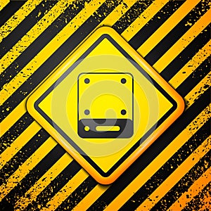 Black Server, Data, Web Hosting icon isolated on yellow background. Warning sign. Vector
