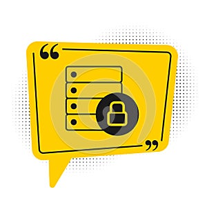 Black Server security with closed padlock icon isolated on white background. Database and lock. Security, safety
