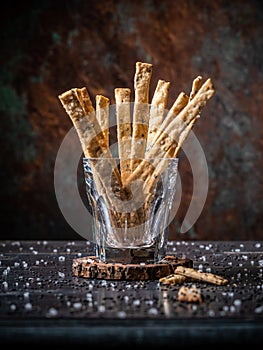 Black sesame rye sourdough crackers