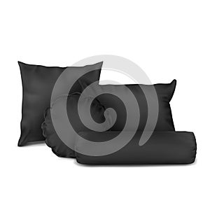 Black Set Pillow Square, Rectangle, Round and C