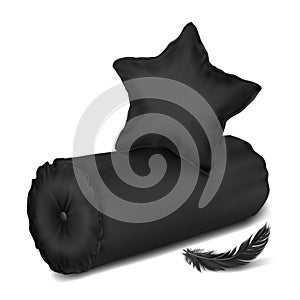 Black Set Pillow Star and Cylinder vs Feathers