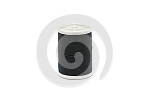 Black sewing thread isolated on white background