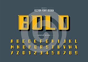 Black shadow bold font and alphabet vector, Modern Typeface and letter number design