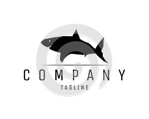 black shark logo isolated on white background showing from side.