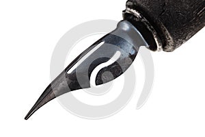 Black sharp nib of drawing pen close up