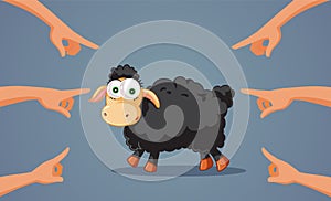 Black Sheep Getting the Blame Vector Concept Illustration