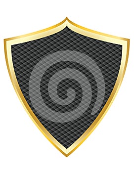 Black shield with gold border vector