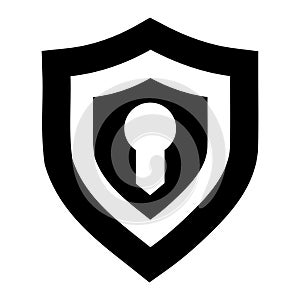 Black Shield Icon Keyhole Security Privacy Safe lock data bold white