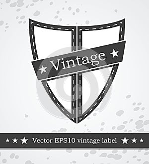 Black shield label with retro vintage styled