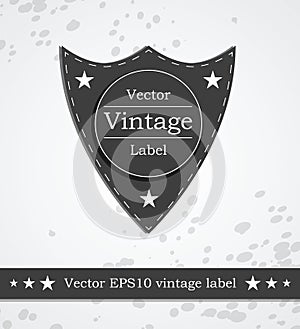 Black shield label with retro vintage styled