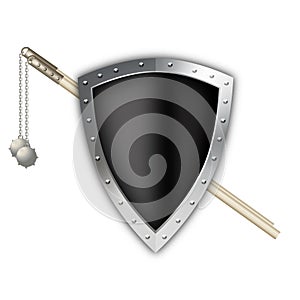 Black shield with maces.