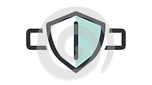Black Shield with Padlock Icon for Encrypted Data, vector design Generative AI