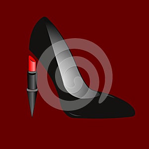 Black shoe with lipstick heel