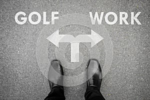 Black shoes at the crossroad - golf or work