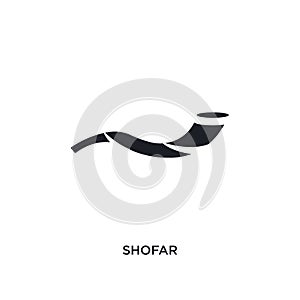 black shofar isolated vector icon. simple element illustration from religion concept vector icons. shofar editable logo symbol photo