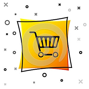 Black Shopping cart icon isolated on white background. Online buying concept. Delivery service sign. Supermarket basket