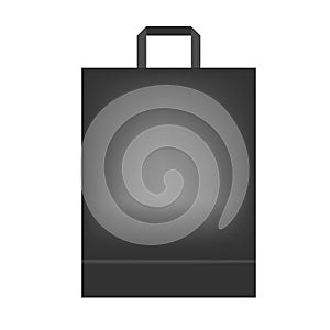 Black shopping or merchandise bag with handle, vector mock up