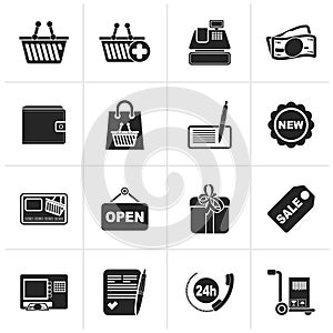 Black shopping and retail icons