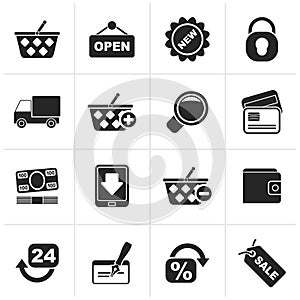 Black shopping and retail icons