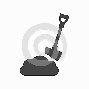 Black shovel icon isolated sign symbol, flat.