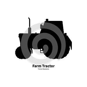 Black silhouette agricultural farm tractor