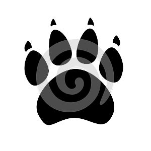 Black silhouette of animal footprints on white background. Cats and dogs paw icon.