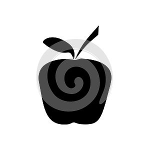 Black silhouette of apple. tag, label, emblem. vector illustration