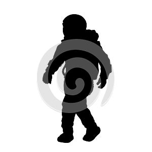 Black silhouette of astronaut. Isolated spaceman. Cosmonaut in space suit