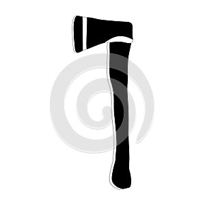 Black silhouette axe icon isolated on white background