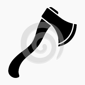 Black silhouette of an axe on a white background