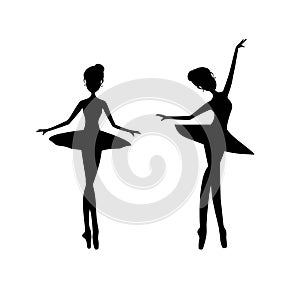 Black silhouette ballerina, ballet dancer vector illustration.